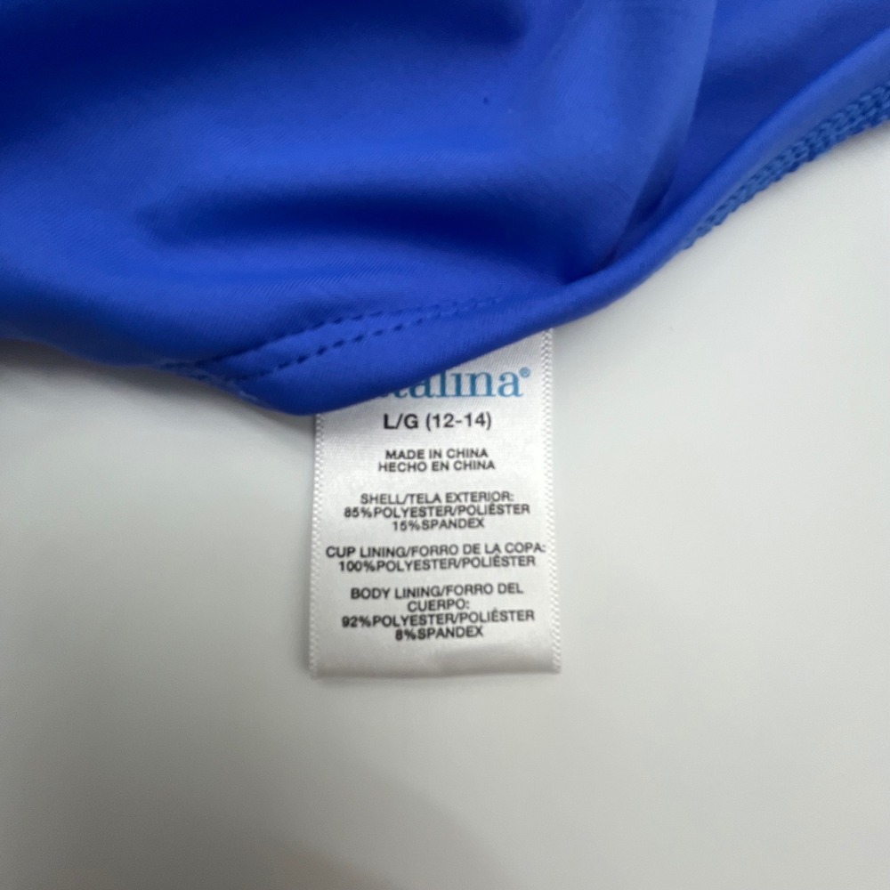 Catalina Royal Blue Ruffle Tiered Halter Tankini Swim Top Size Large 12-14 - Picture 3 of 4